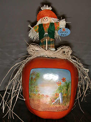 Fall scene on gourd