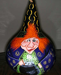 witch painted on gourd